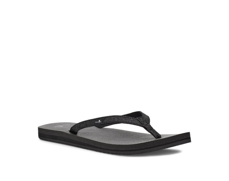 Sanuk Yoga Joy Sparkle Women's Flip Flops Black | Canada 82OKI